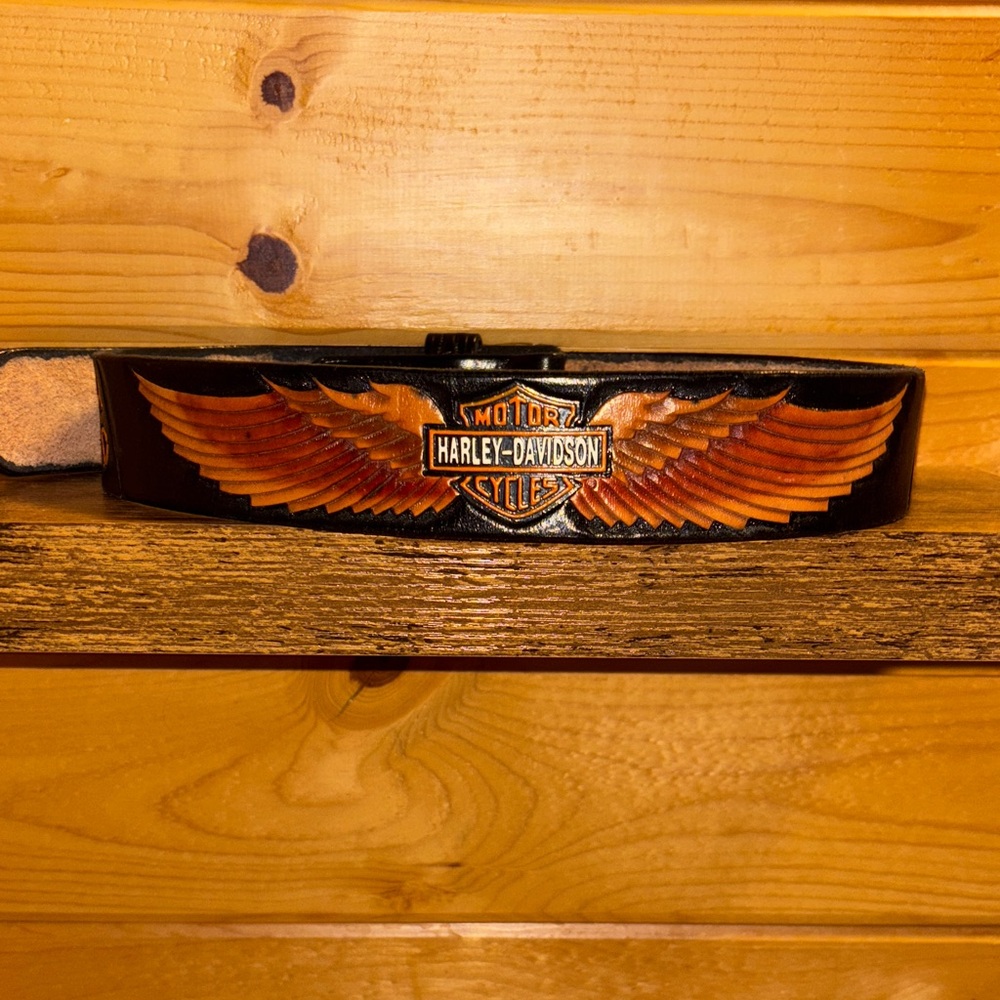 Black leather Harley Davidson belt (no buckle included)